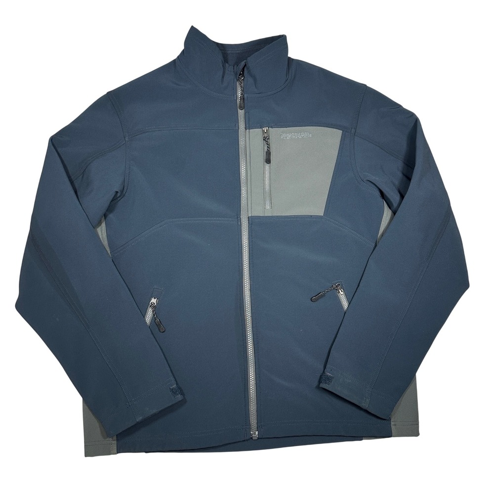 RedHead Brand Co Mens Medium Softshell Jacket Blue Grey‎ Full Zip Fleece Lined